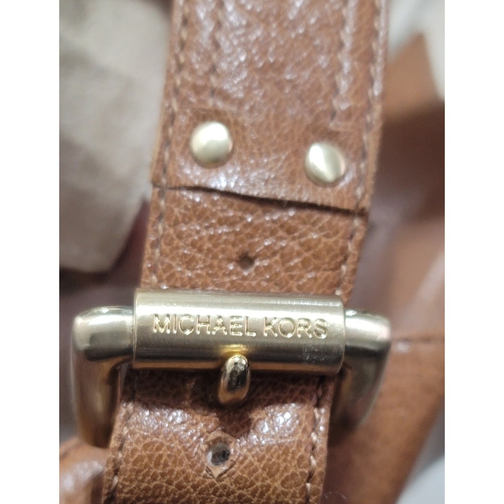 Michael Michael Kors Luggage Leather Penelope x Strap Sandals Size 7.5 M‎ - Picture 4 of 8